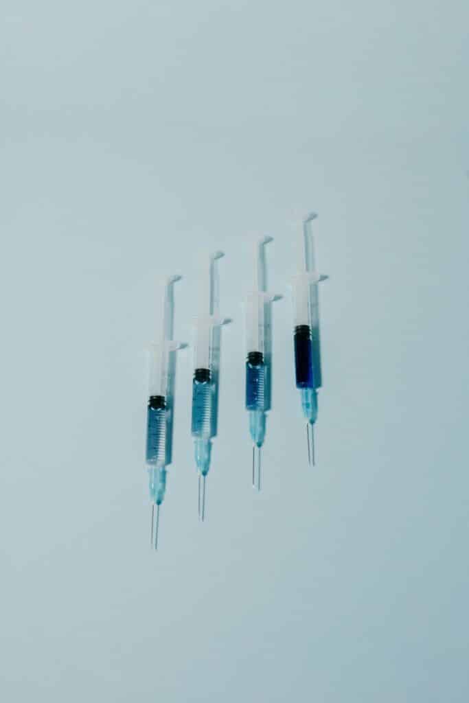 Four prefilled syringes representing peptides for energy and longevity available at Good Chemistry Health & Med Spa in Cumming, GA.